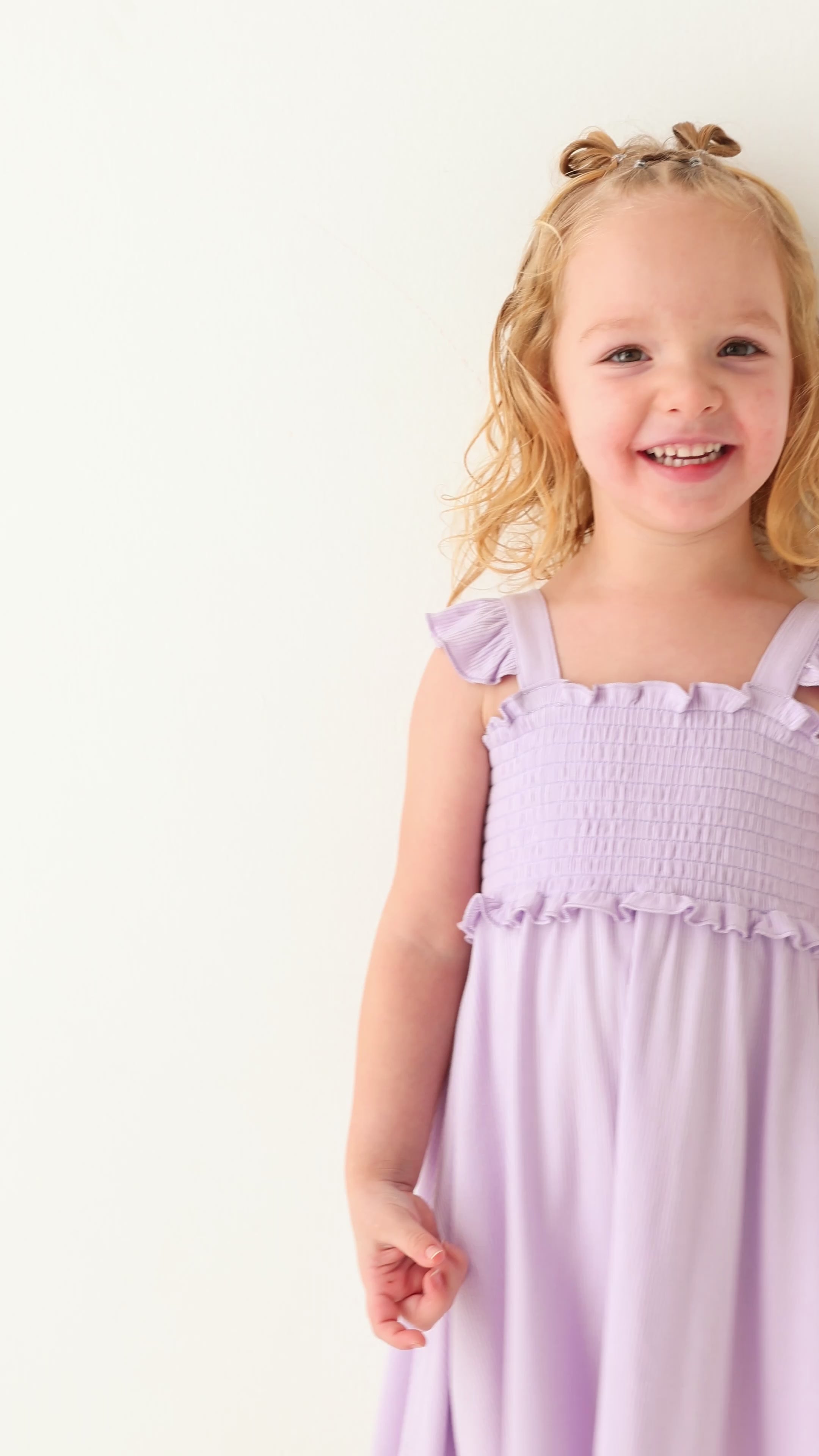 Lavender Small Ribbed Flutter Sleeve Dress