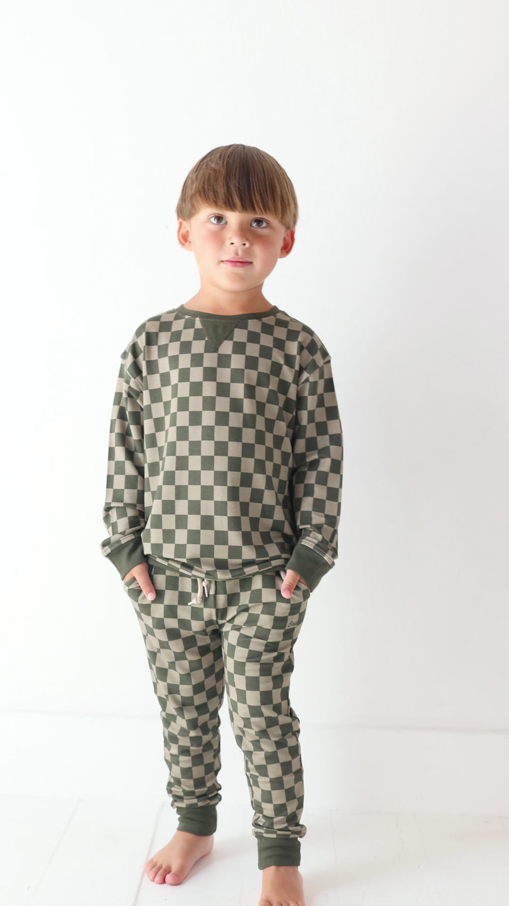 Checkered Bamboo French Terry Pullover