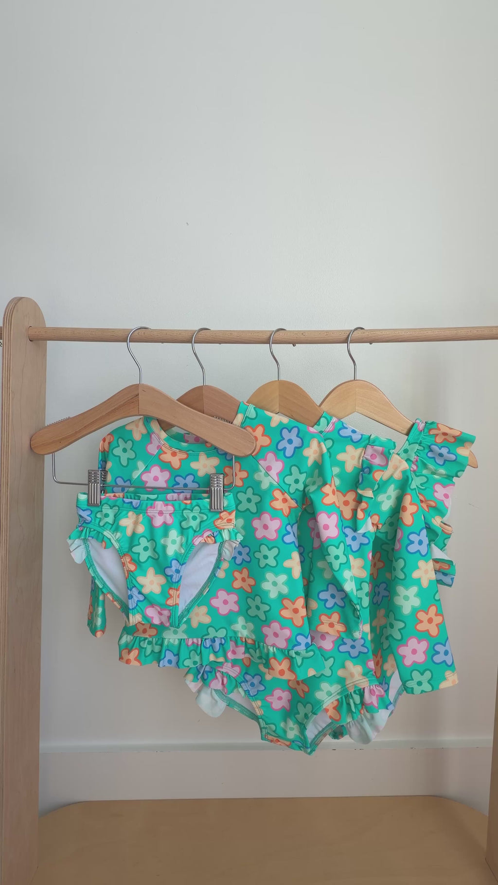 Bright Turquoise Daisies Two-Piece Bathing Suit