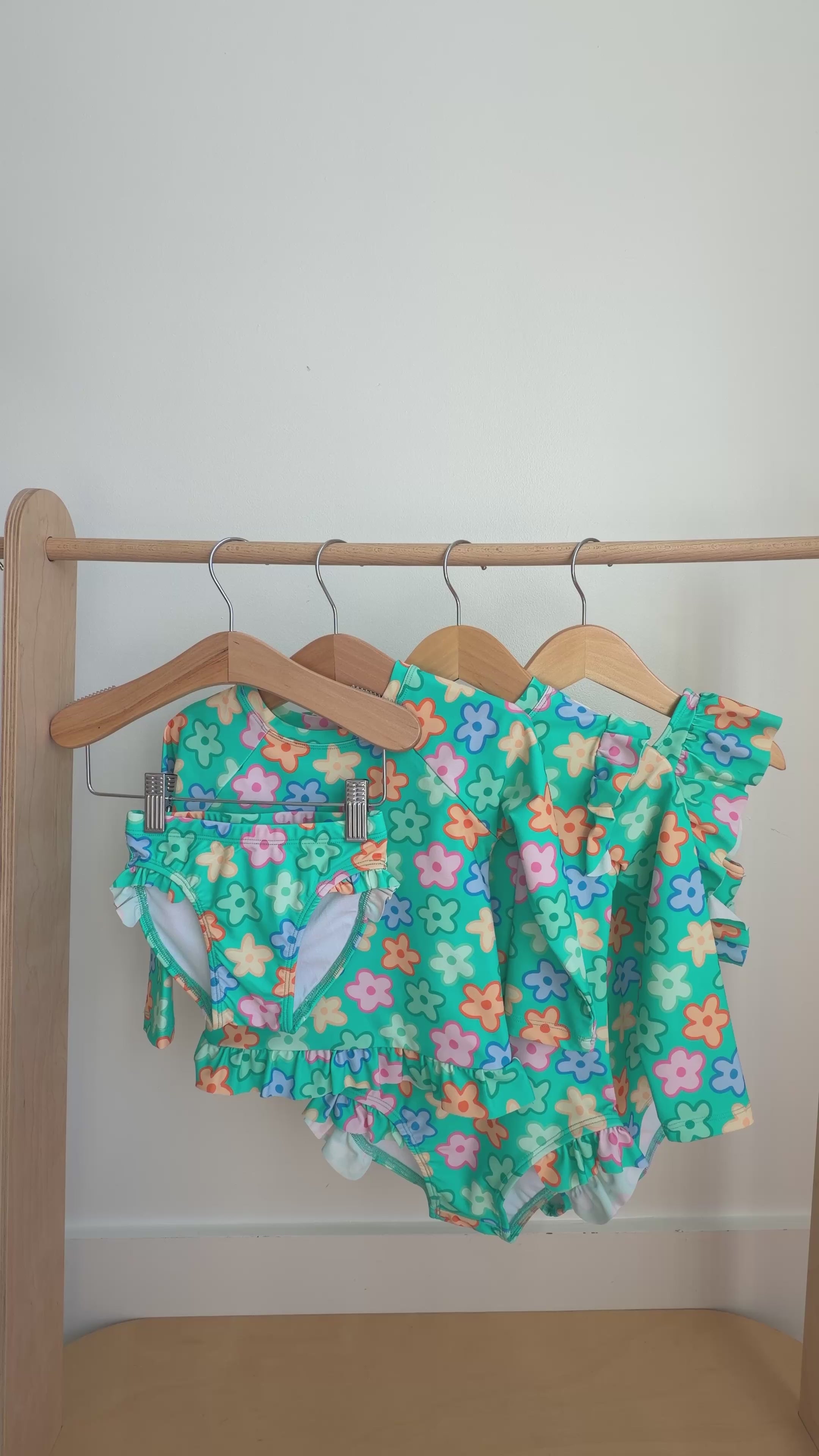 Bright Turquoise Daisies Two-Piece Bathing Suit