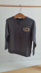 Midnight Charcoal With Camo Patch Bamboo French Terry Pullover