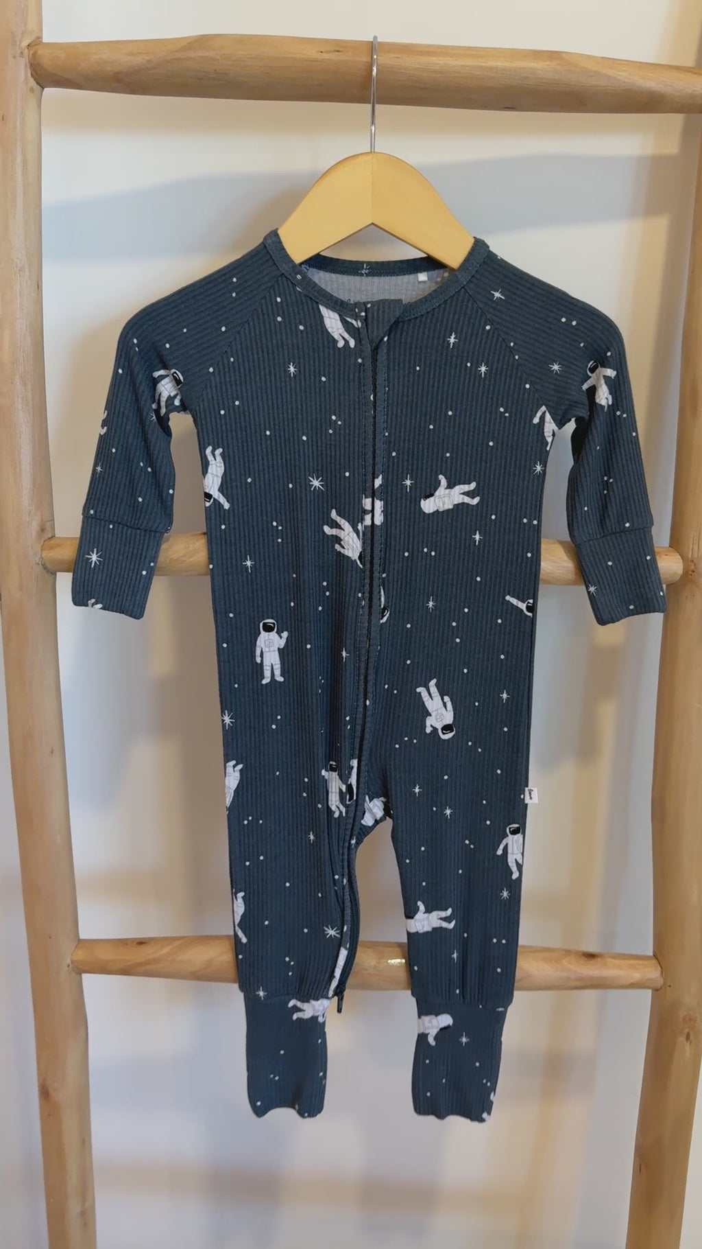 Astronauts Small Ribbed Zip Romper