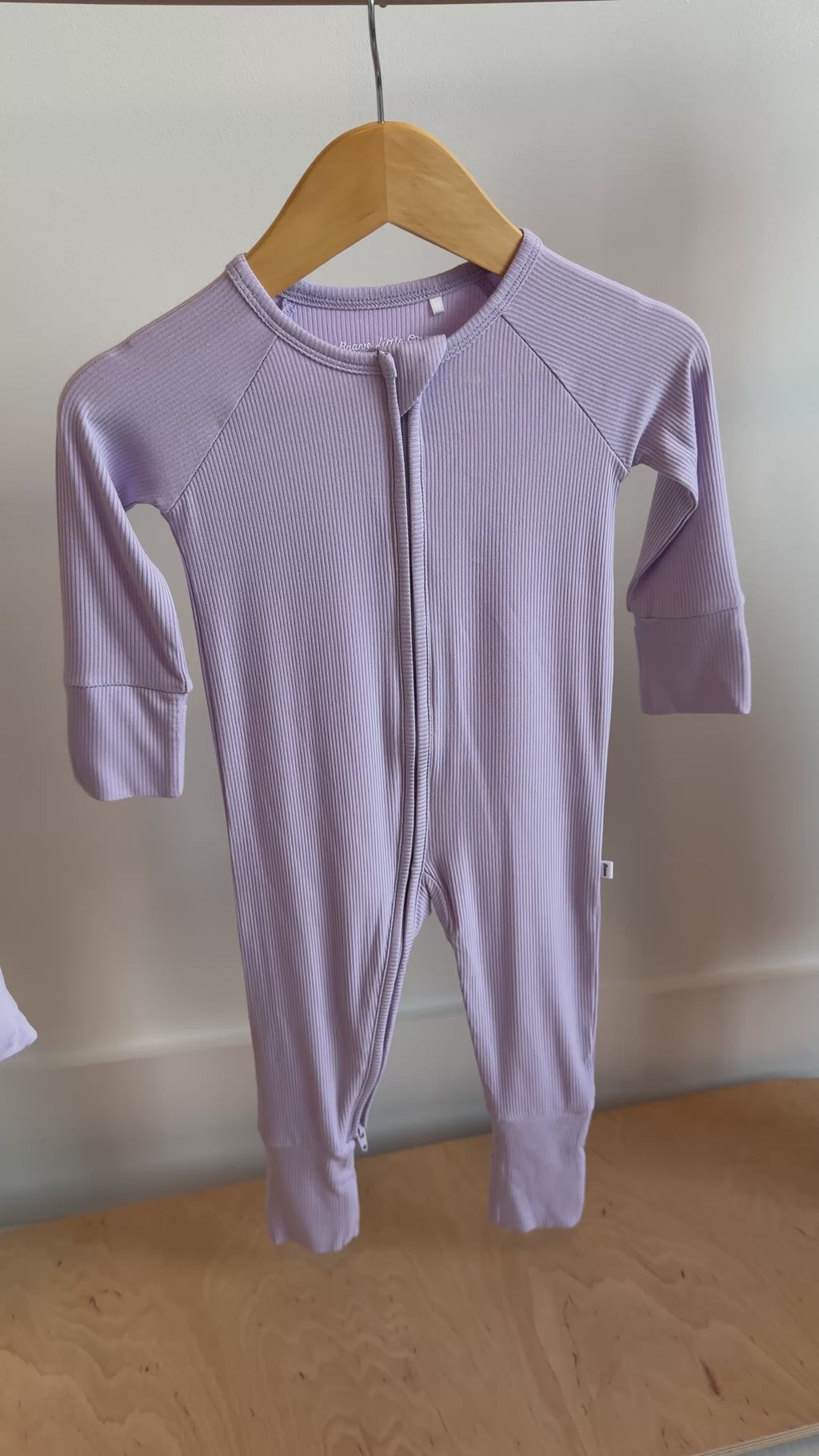 Lavender Small Ribbed Zip Romper
