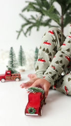Red Christmas Trucks Small Ribbed Two-Piece Set