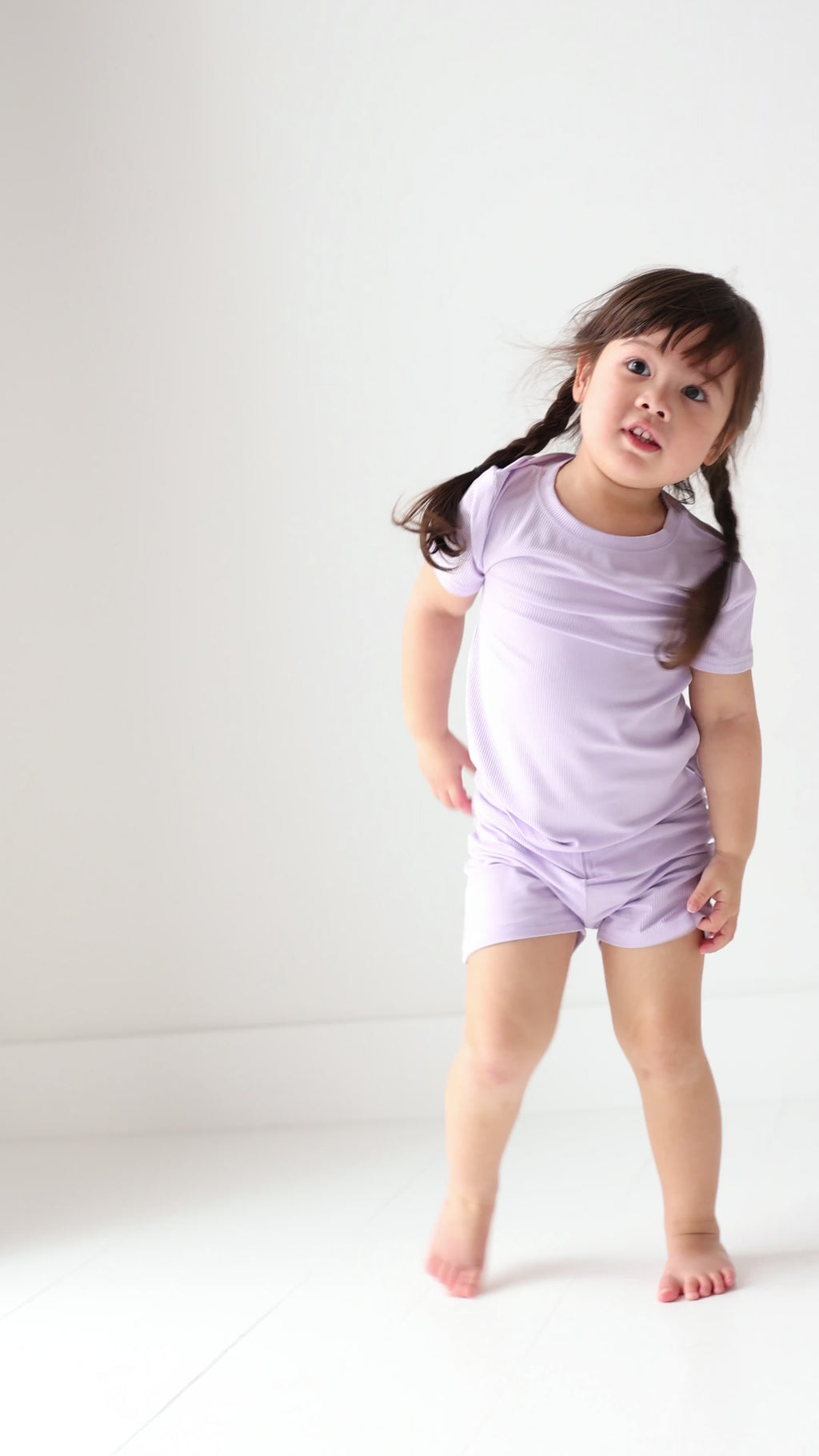 Lavender Small Ribbed Shorts Two-Piece Set