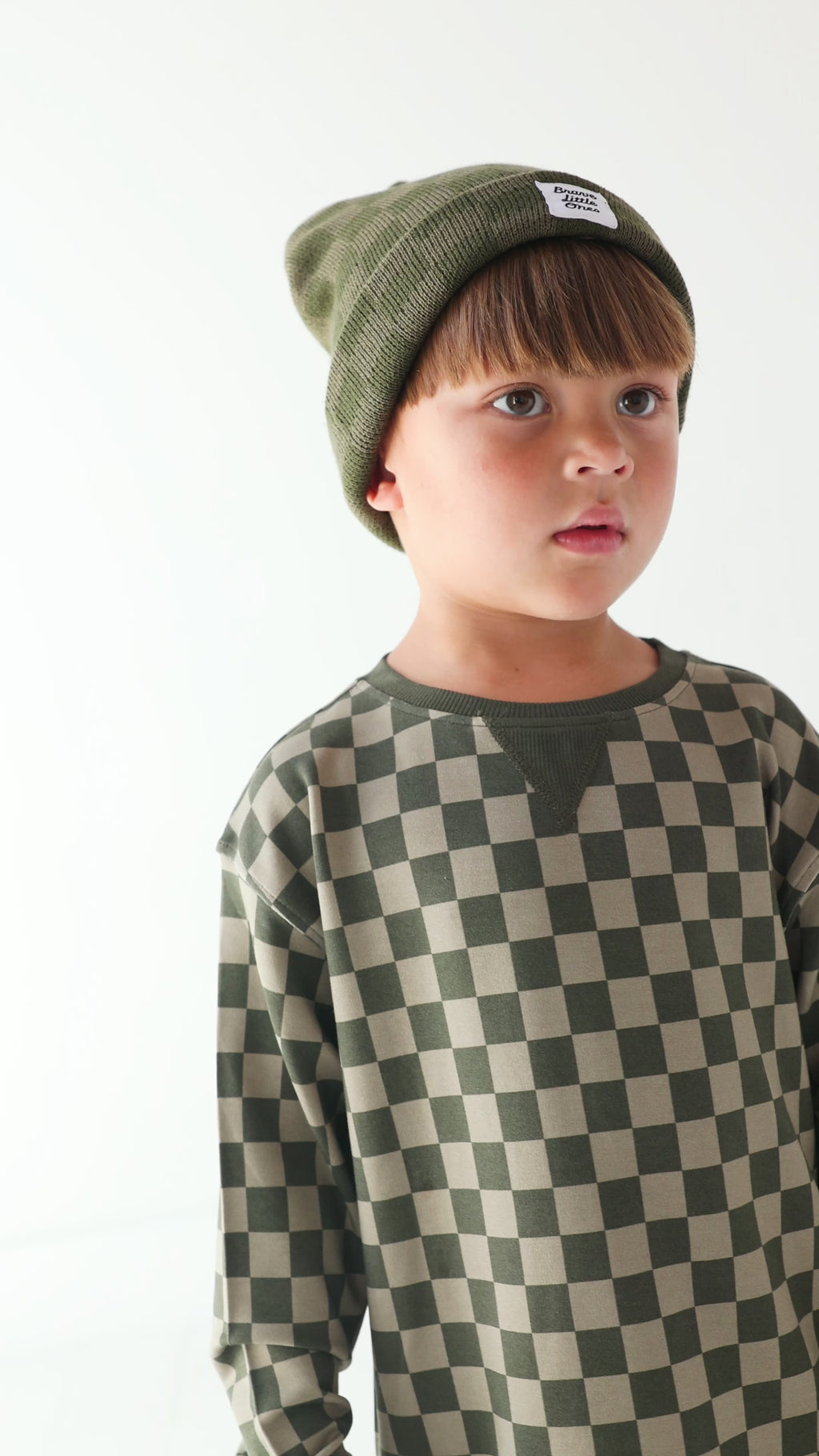 Checkered Knit Beanie
