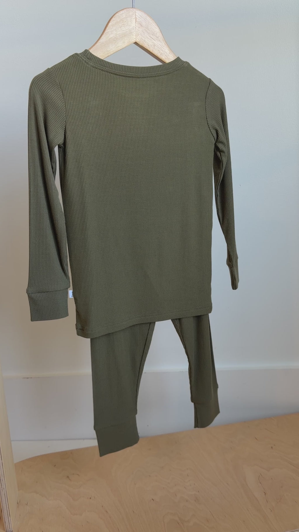 Olive Small Ribbed Two-Piece Set