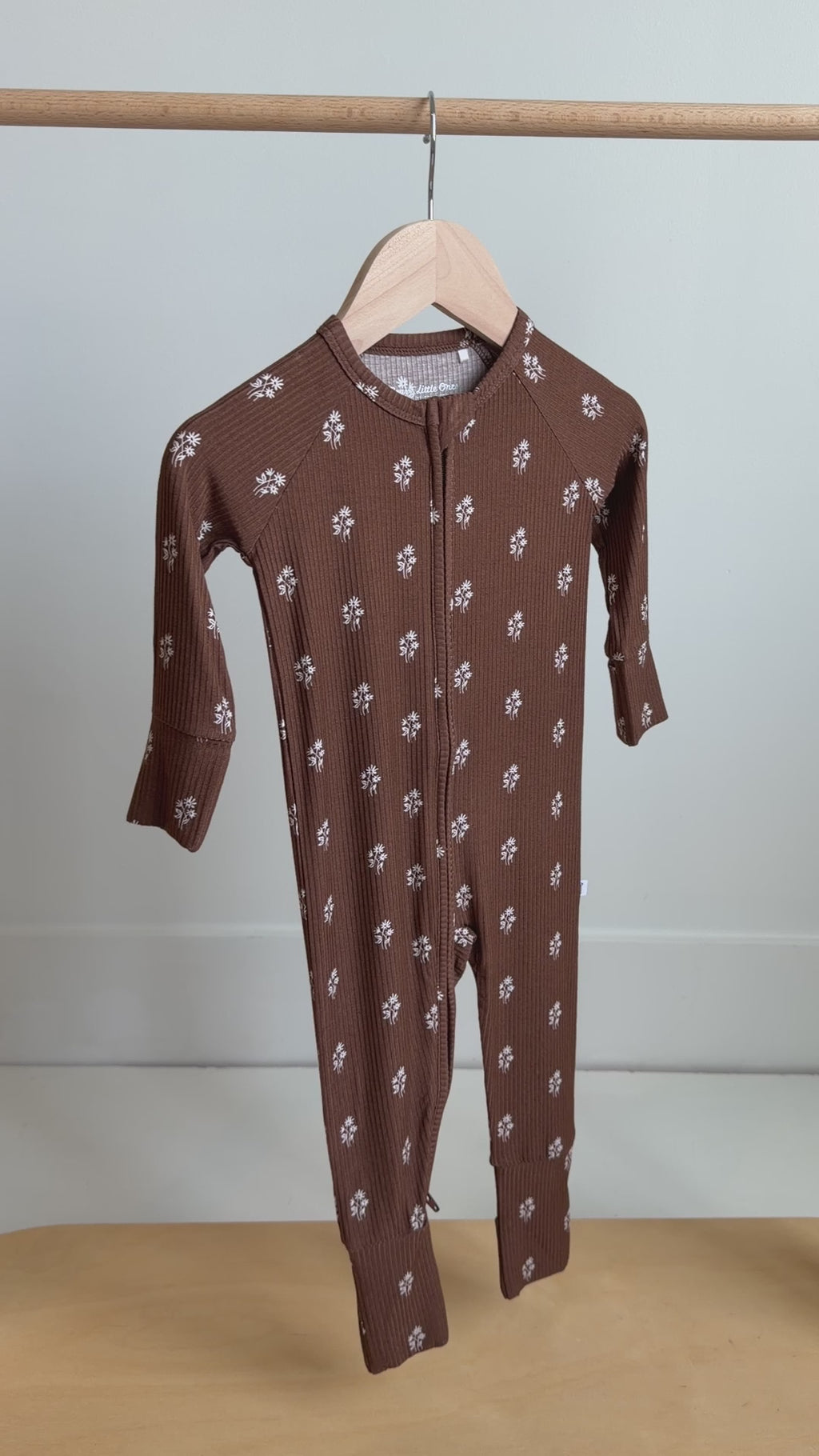 Autumn Stems Small Ribbed Zip Romper