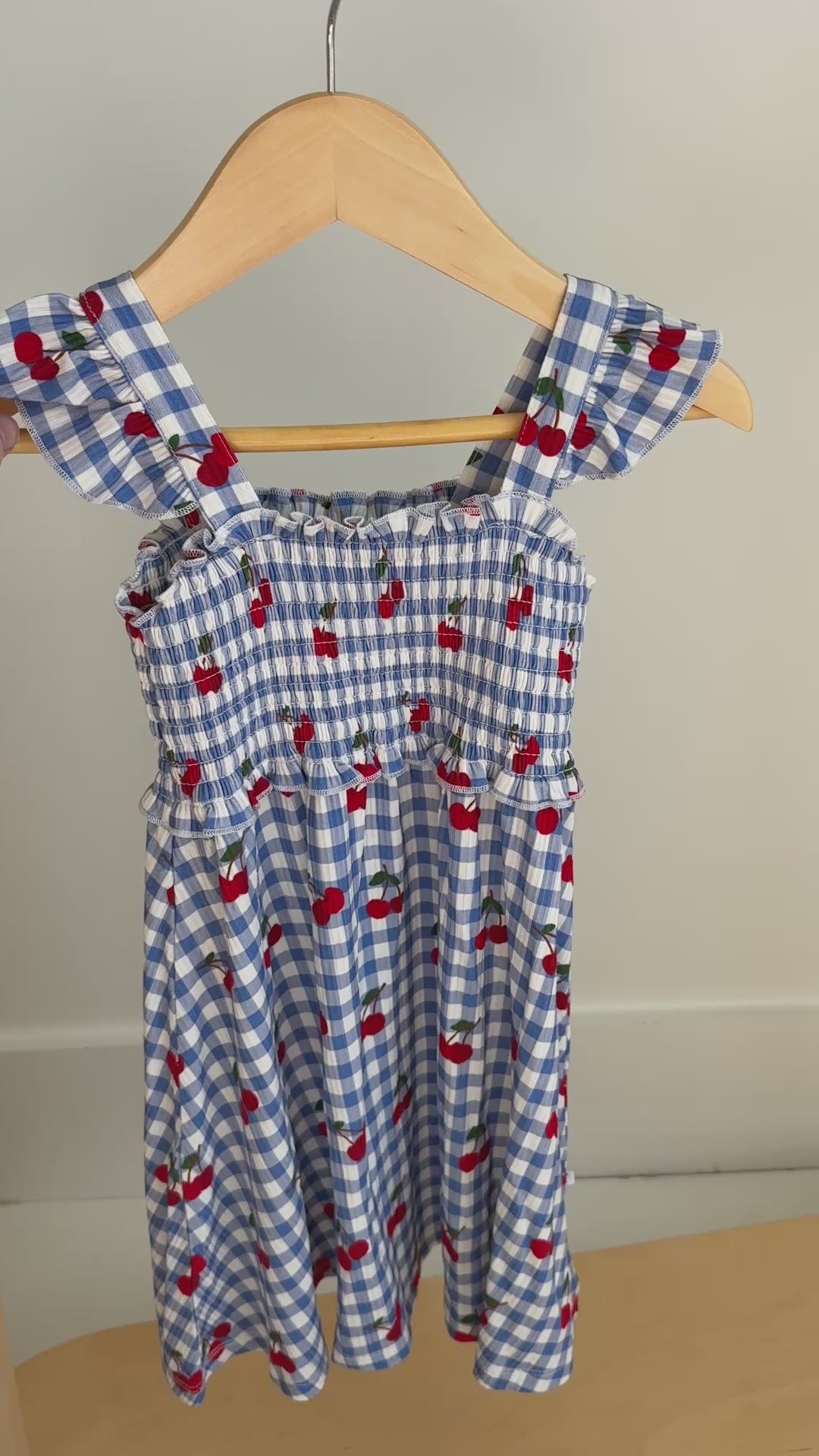 Vintage Cherries Small Ribbed Flutter Sleeve Dress