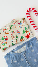 Snowflakes Small Ribbed Zip Romper