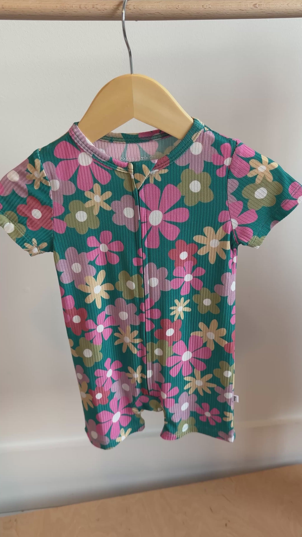 Retro Daisies Small Ribbed Summer Zip Romper