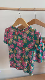 Retro Daisies Small Ribbed Shorts Two-Piece Set