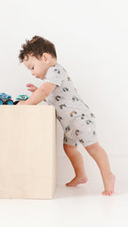 Monster Trucks Small Ribbed Summer Zip Romper