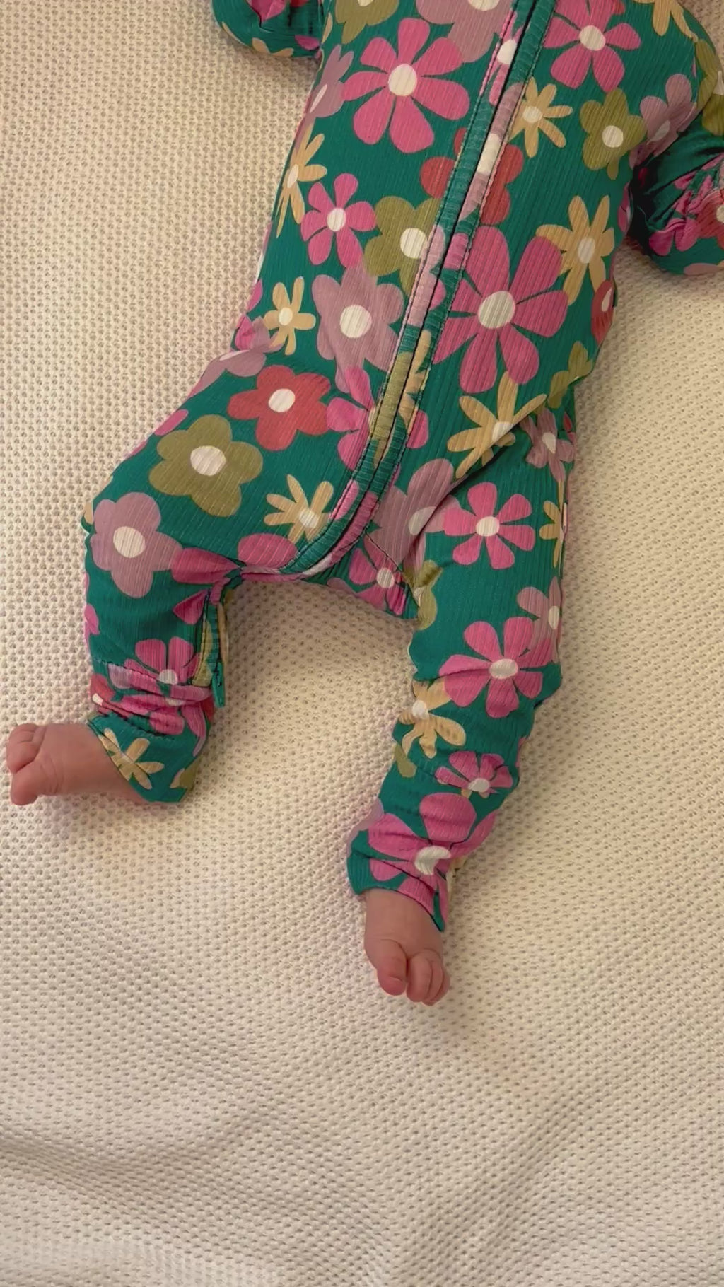 Retro Daisies Small Ribbed Bow