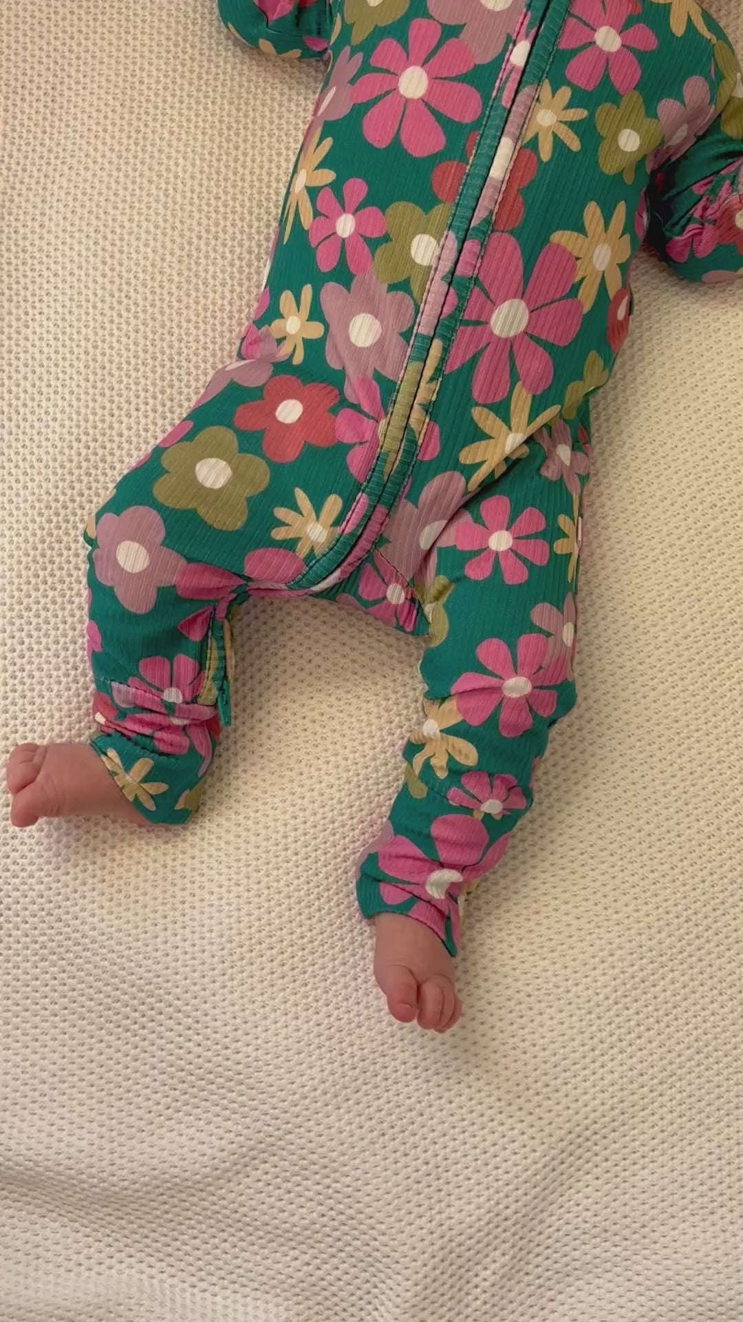 Retro Daisies Small Ribbed Bow