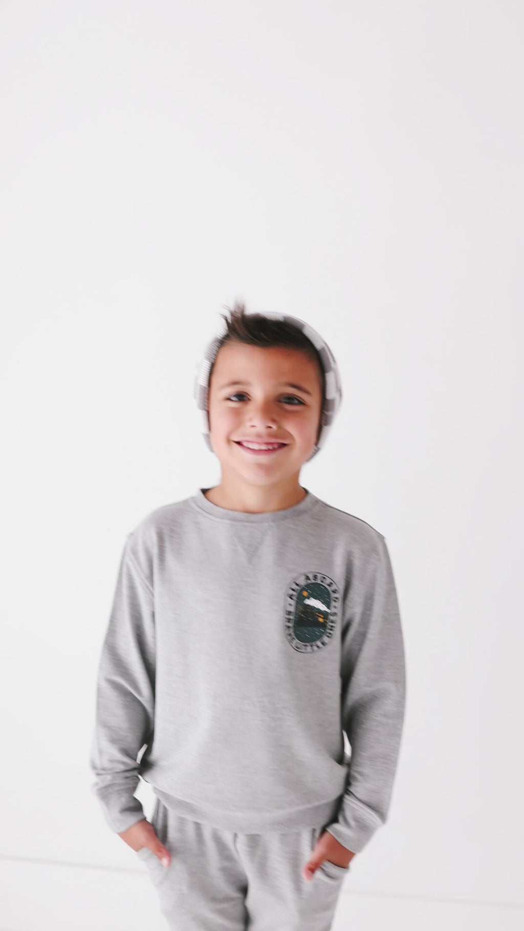 All Aboard Train Dark Heather Gray Bamboo French Terry Pullover & Jogger Set