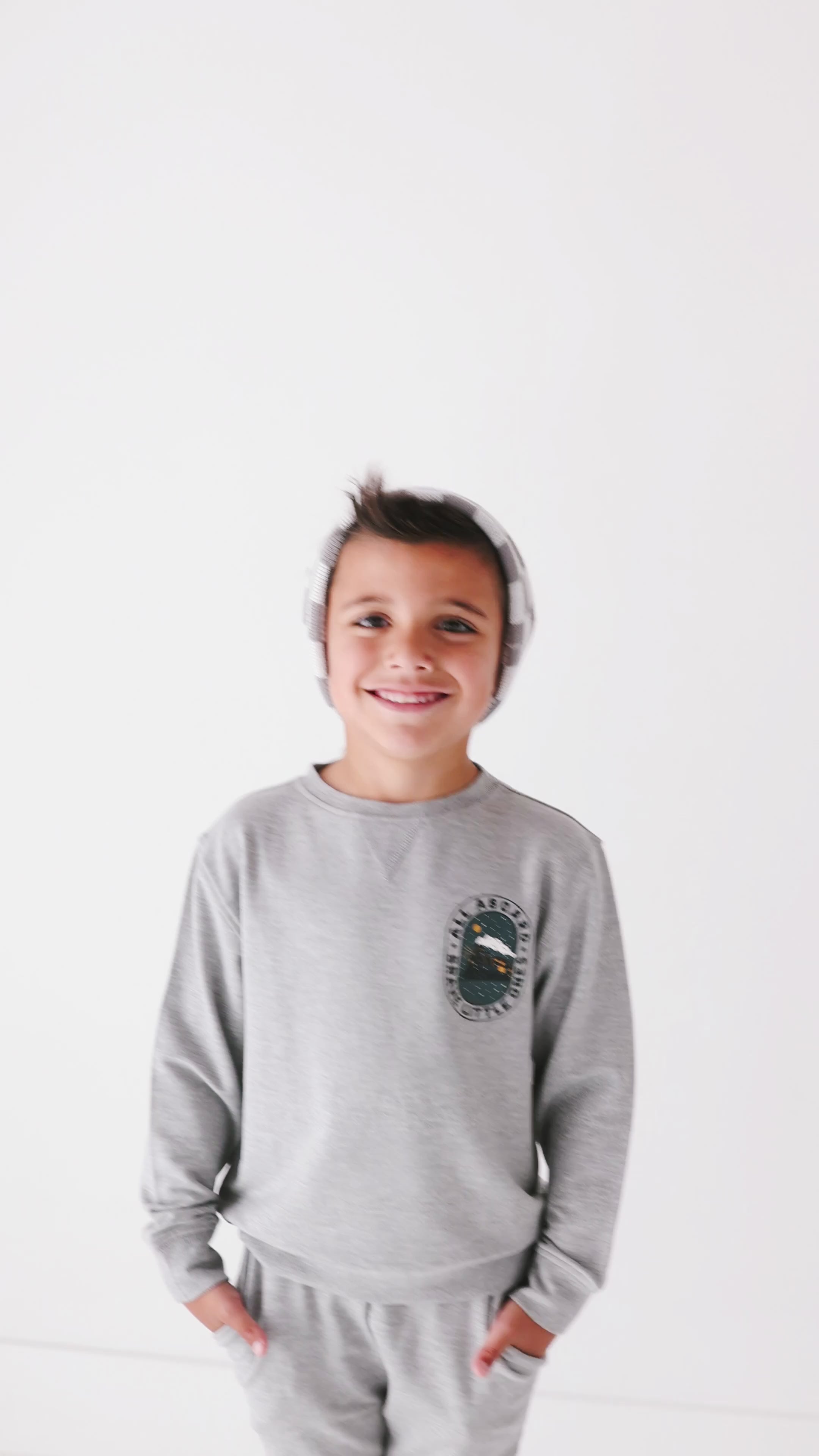 All Aboard Train Dark Heather Gray Bamboo French Terry Pullover & Jogger Set