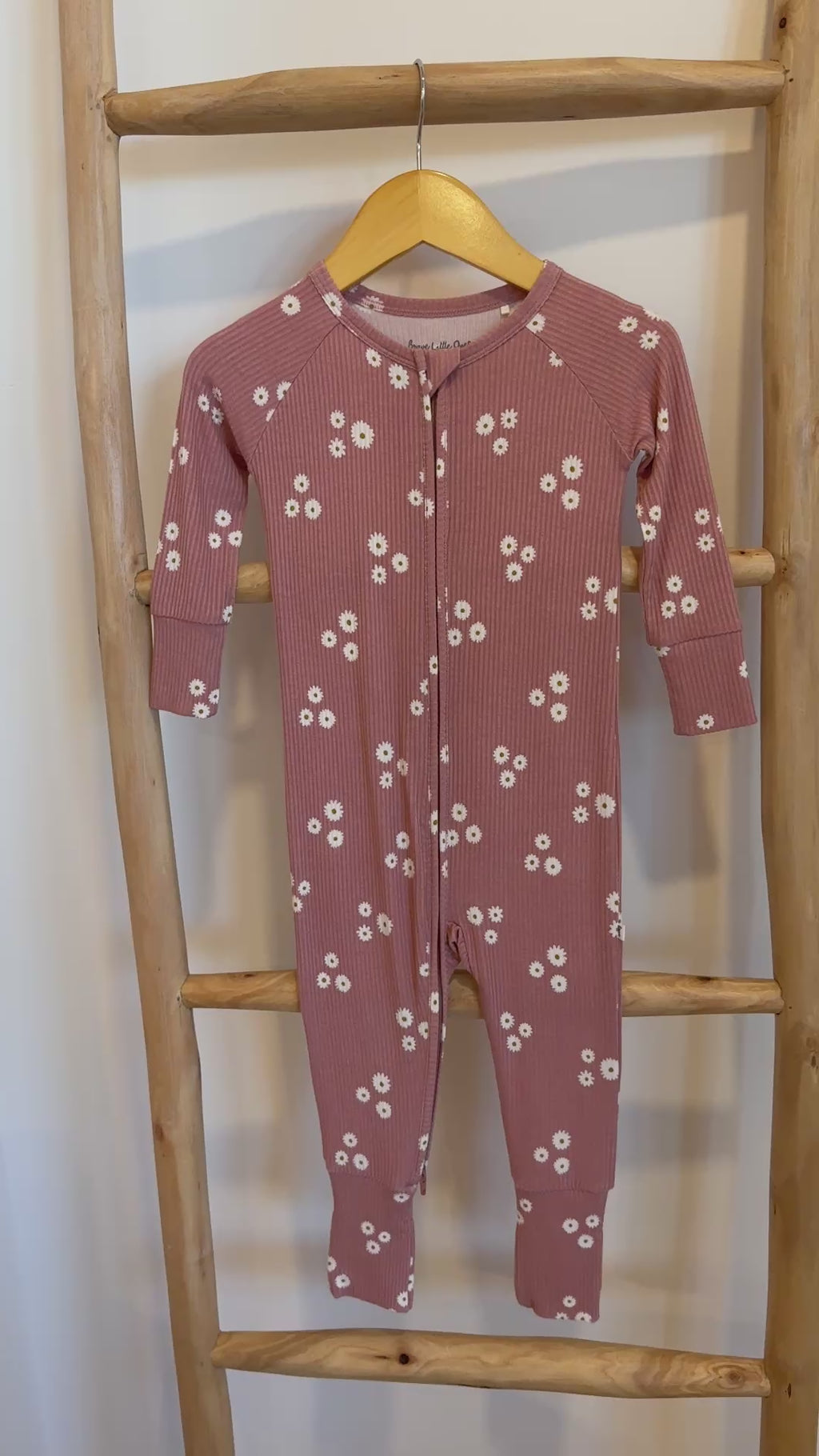 Mauve Blooms Small Ribbed Zip Romper