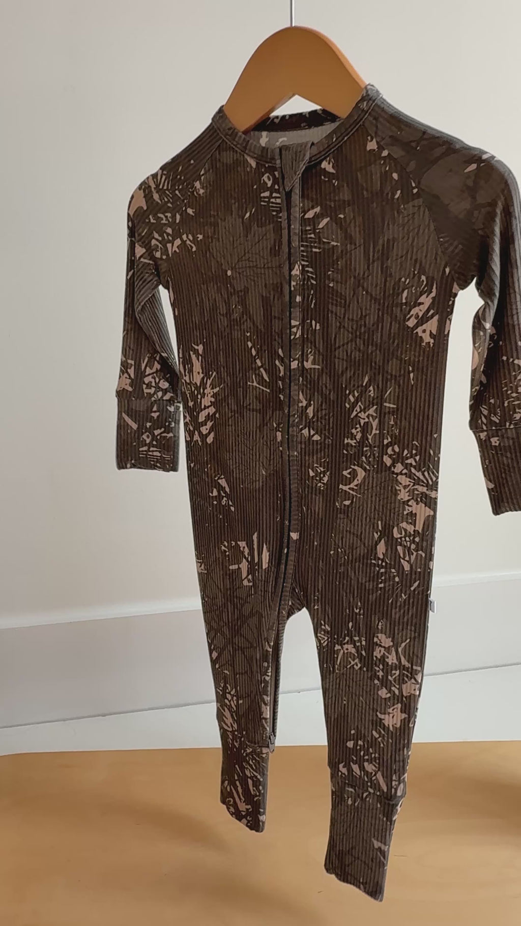 Woodland Camo Small Ribbed Zip Romper