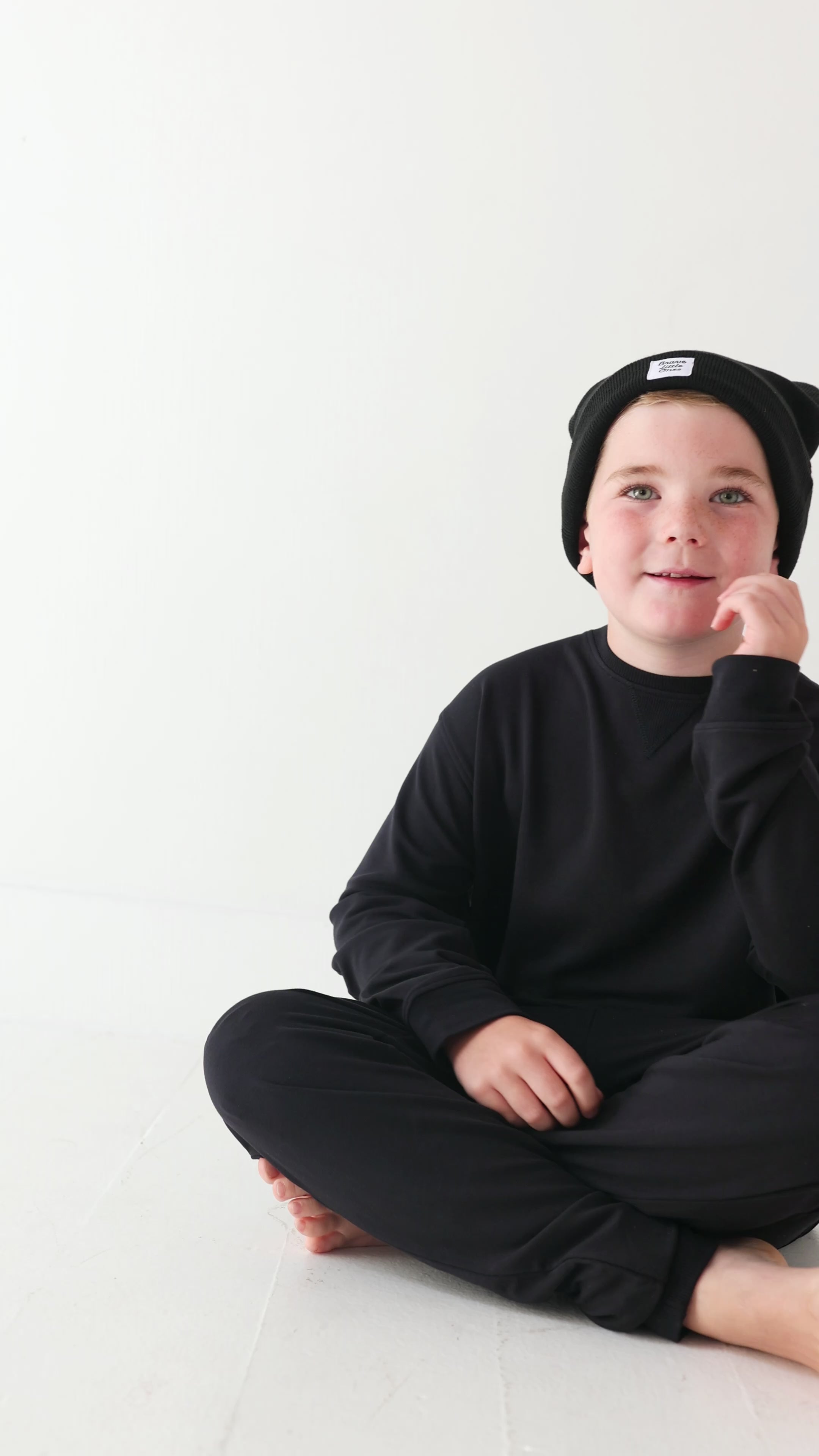 Jet Black with Brave Embroidered Bamboo French Terry Pullover