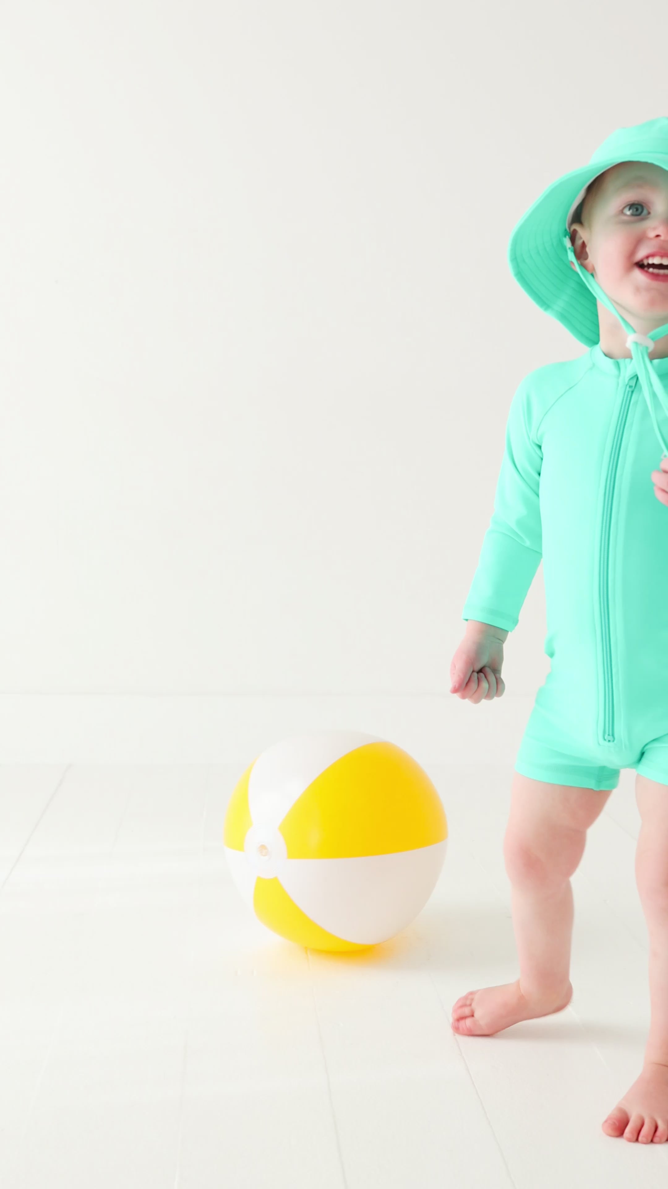 Neon Turquoise Long Sleeve Rash Guard Boy Shortie