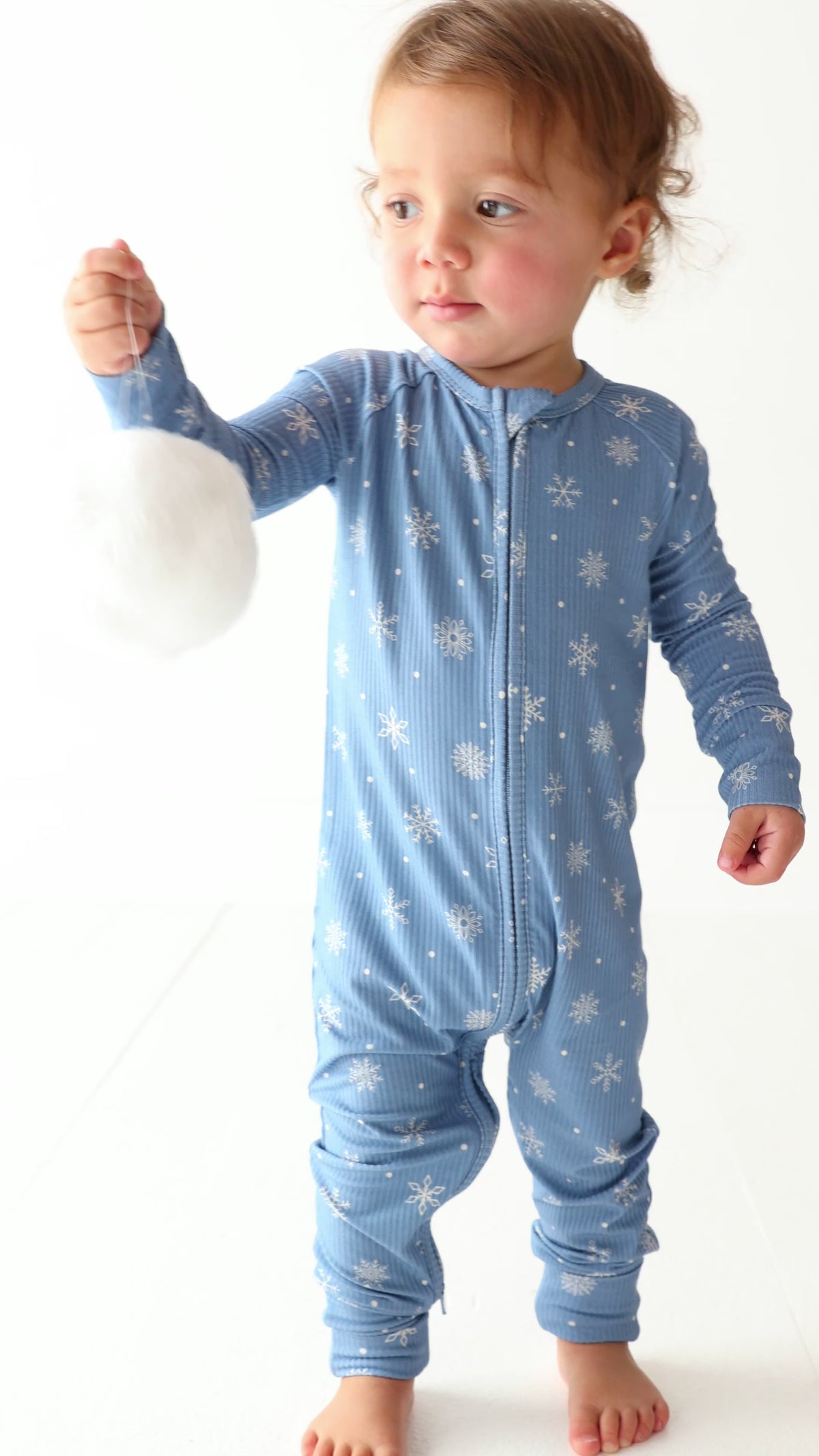Snowflakes Small Ribbed Zip Romper