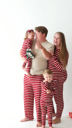 Red Wide Stripe Small Ribbed Men's Pants