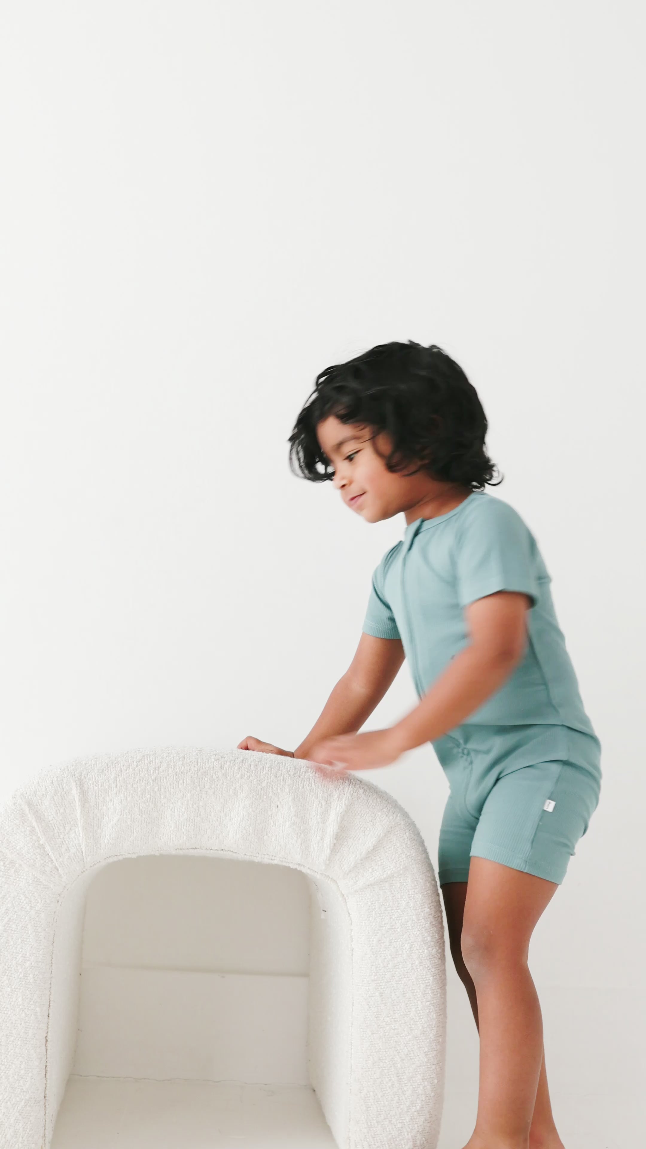 Glacier Blue Small Ribbed Summer Zip Romper