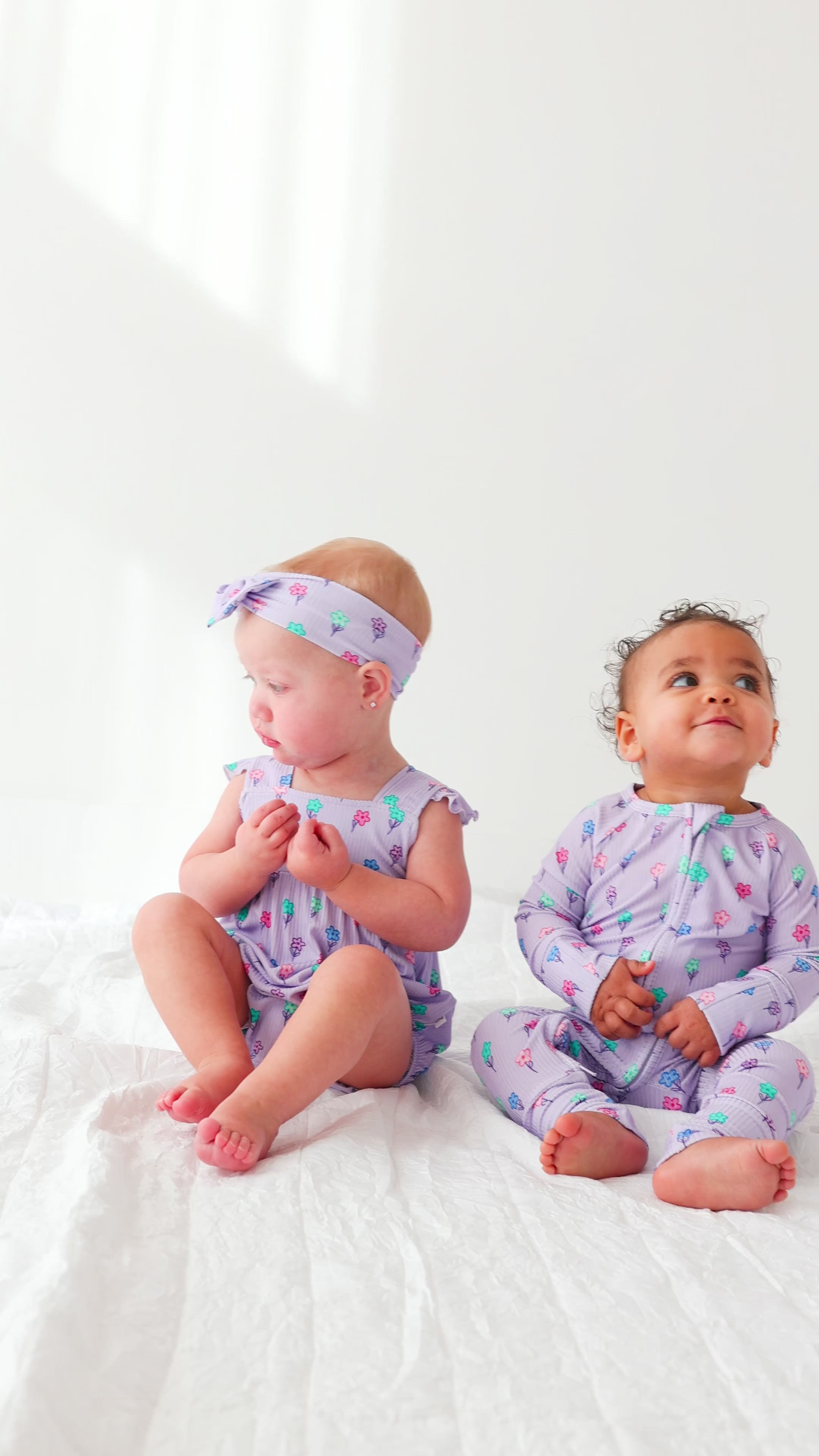 Lilac Daisies Small Ribbed Zip Romper