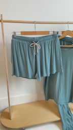 Glacier Blue Small Ribbed Women's Shorts Set