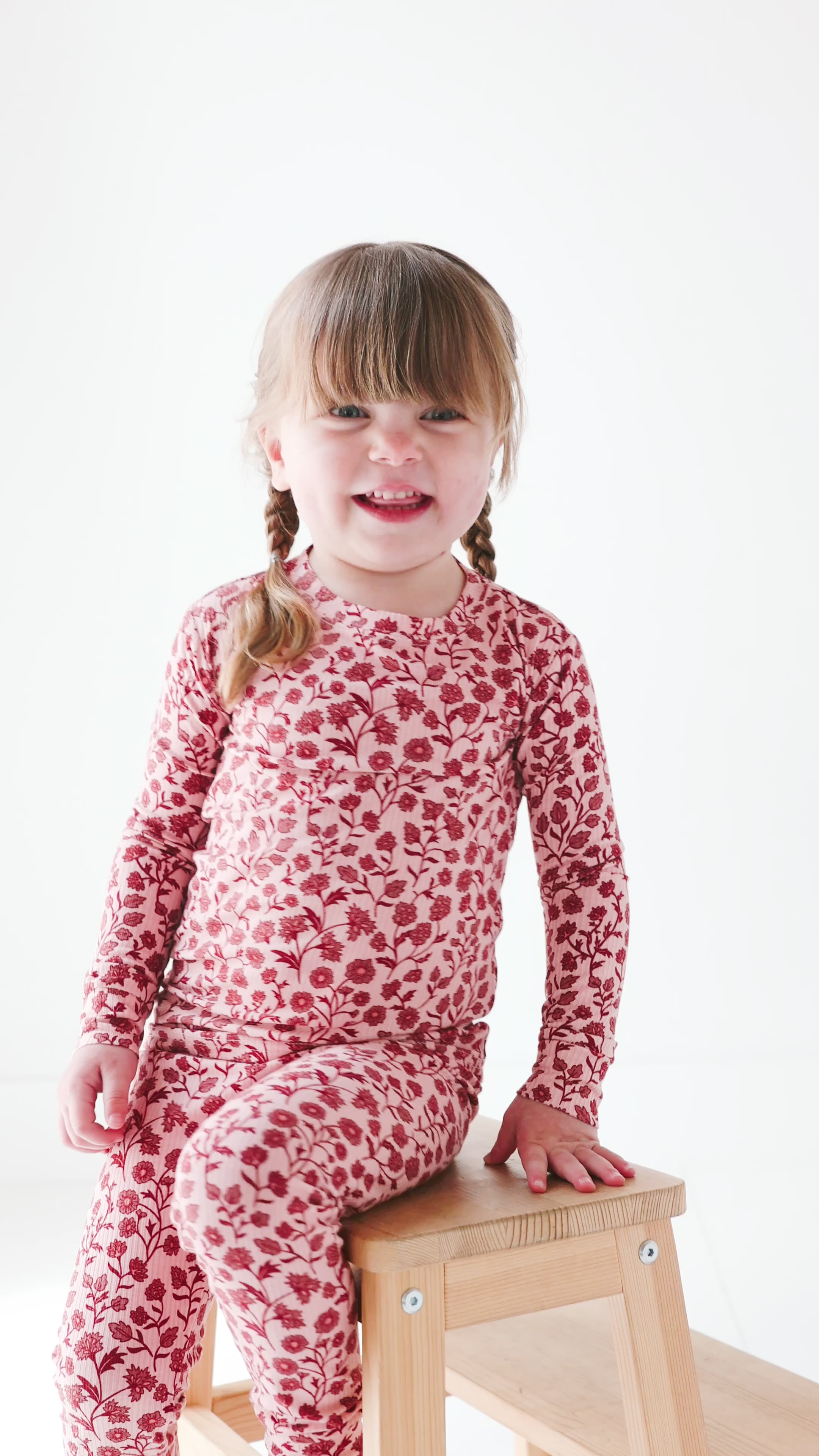 Mauve Floral Small Ribbed Two-Piece Set