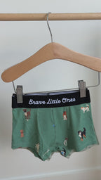 Dogs Green, Grid Sage Green and Blue Small Gingham Boxer Brief 3 pack