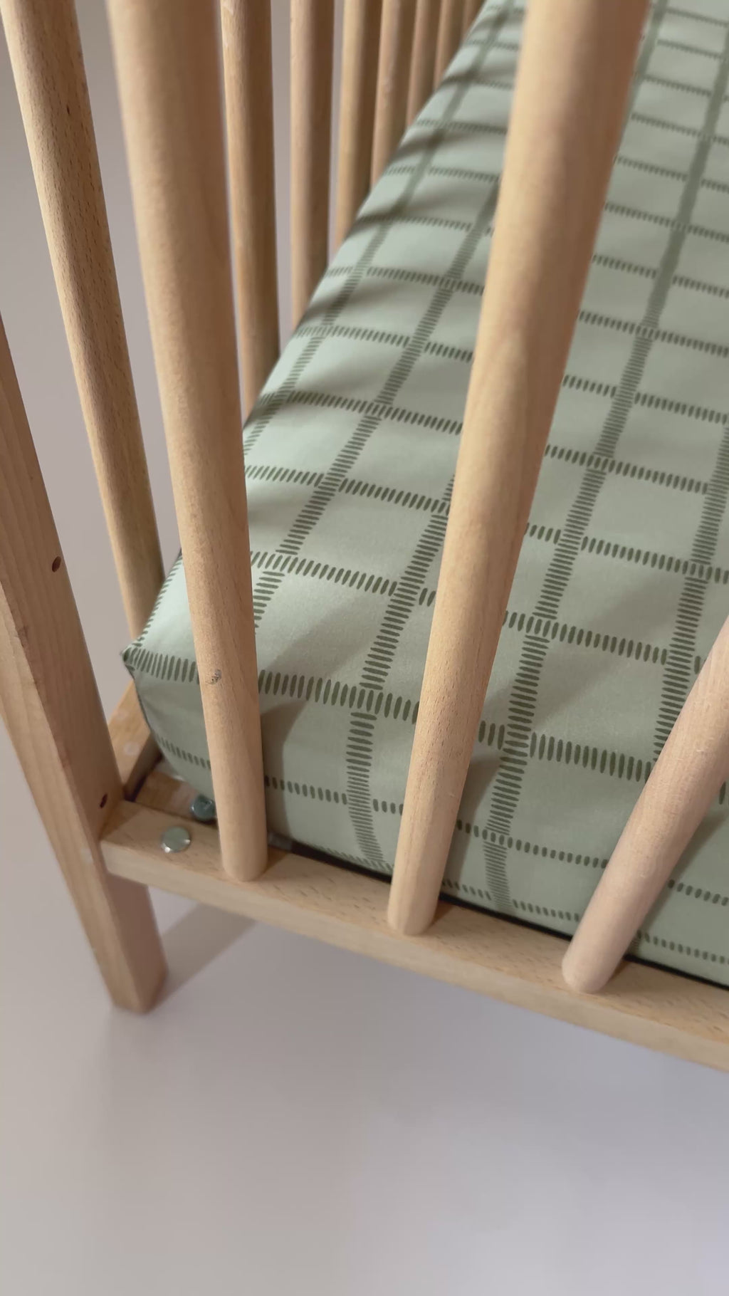Grid Sage Green Crib Sheet