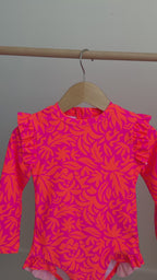 Neon Pink Tropical Tango One-Piece Bathing Suit