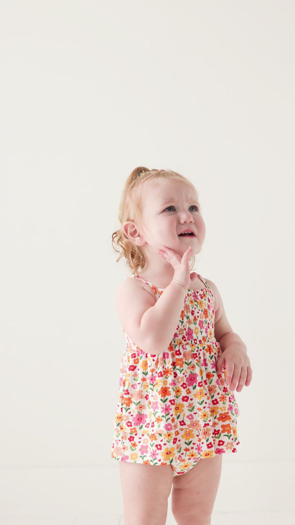 Summer Blooms Small Ribbed Ruffle Romper