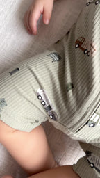 Trash Trucks Small Ribbed Summer Zip Romper