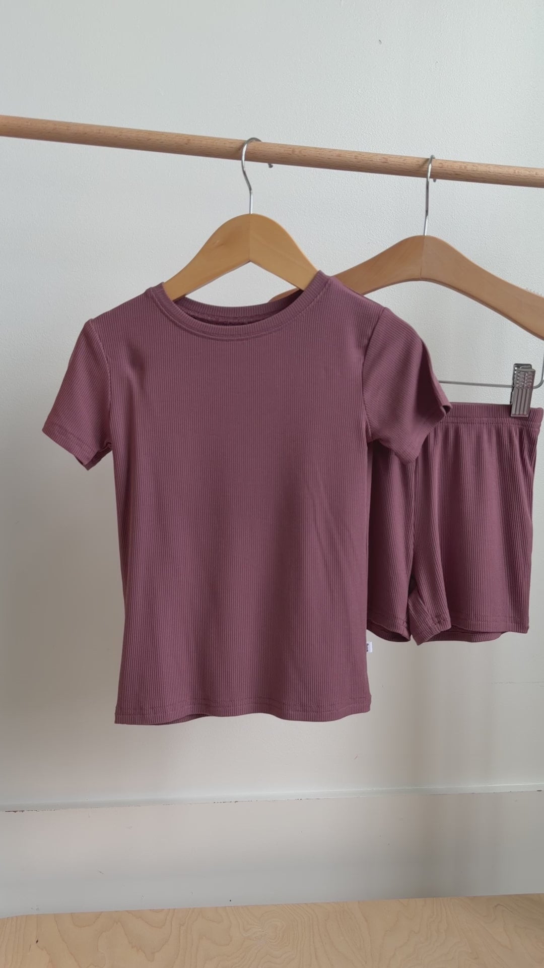 Plum Small Ribbed Shorts Two-Piece Set