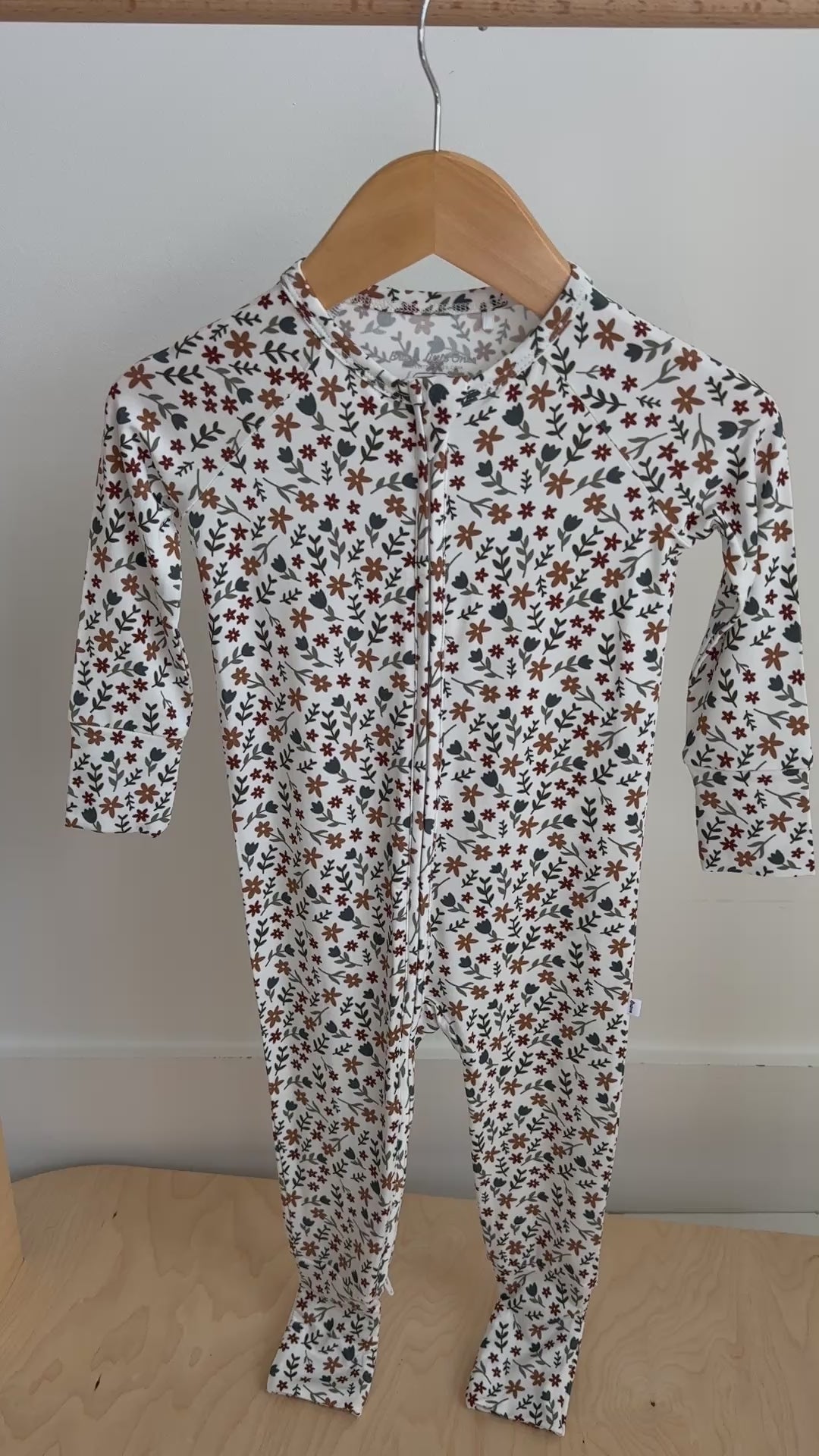 Cream Floral Zip Romper