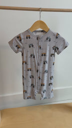 Monster Trucks Small Ribbed Summer Zip Romper