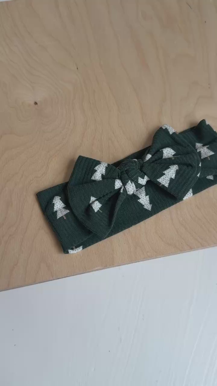 Christmas Trees Small Ribbed Bow