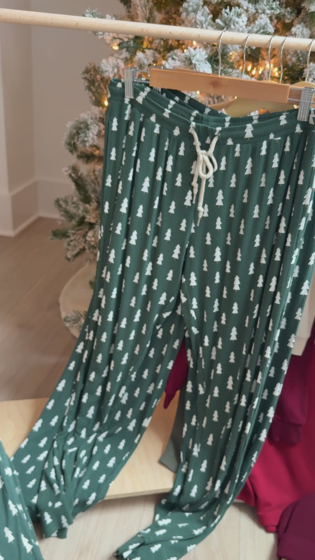 Christmas Trees Small Ribbed Women's Pants