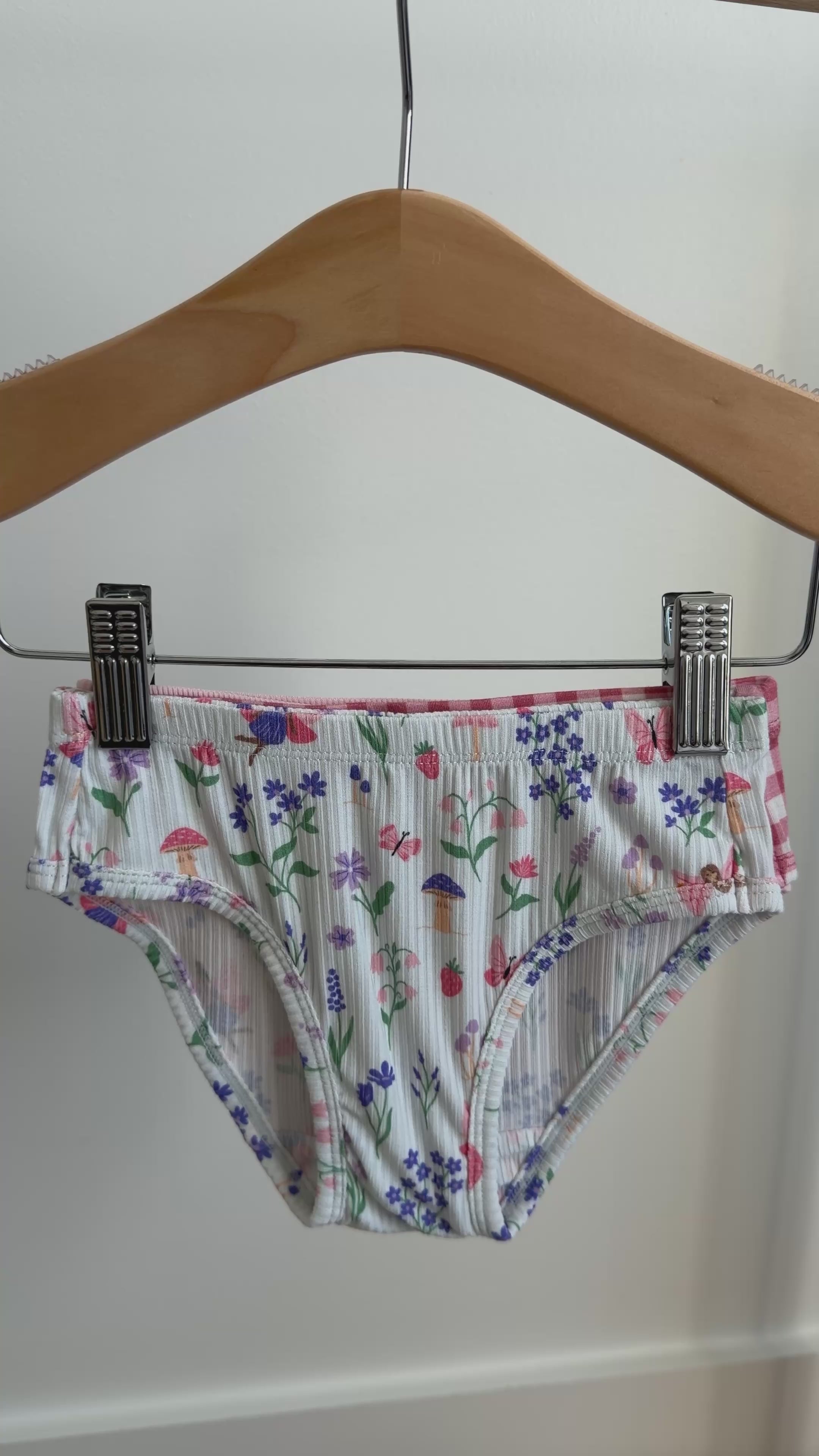 Fairy Garden, Mauve Small Gingham and Ballet Pink Small Ribbed Underwear 3 pack