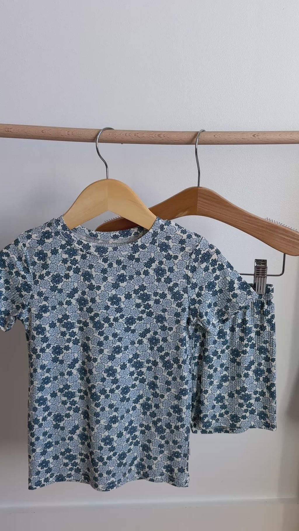 Bluebell Blossoms Small Ribbed Shorts Two-Piece Set