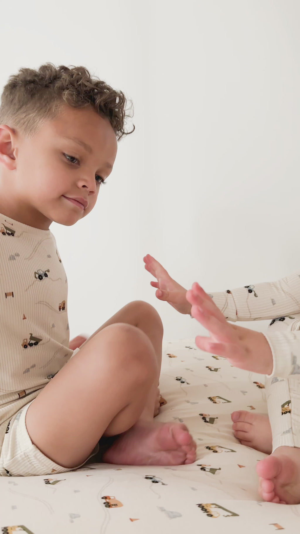 Construction Small Ribbed Shorts Two-Piece Set