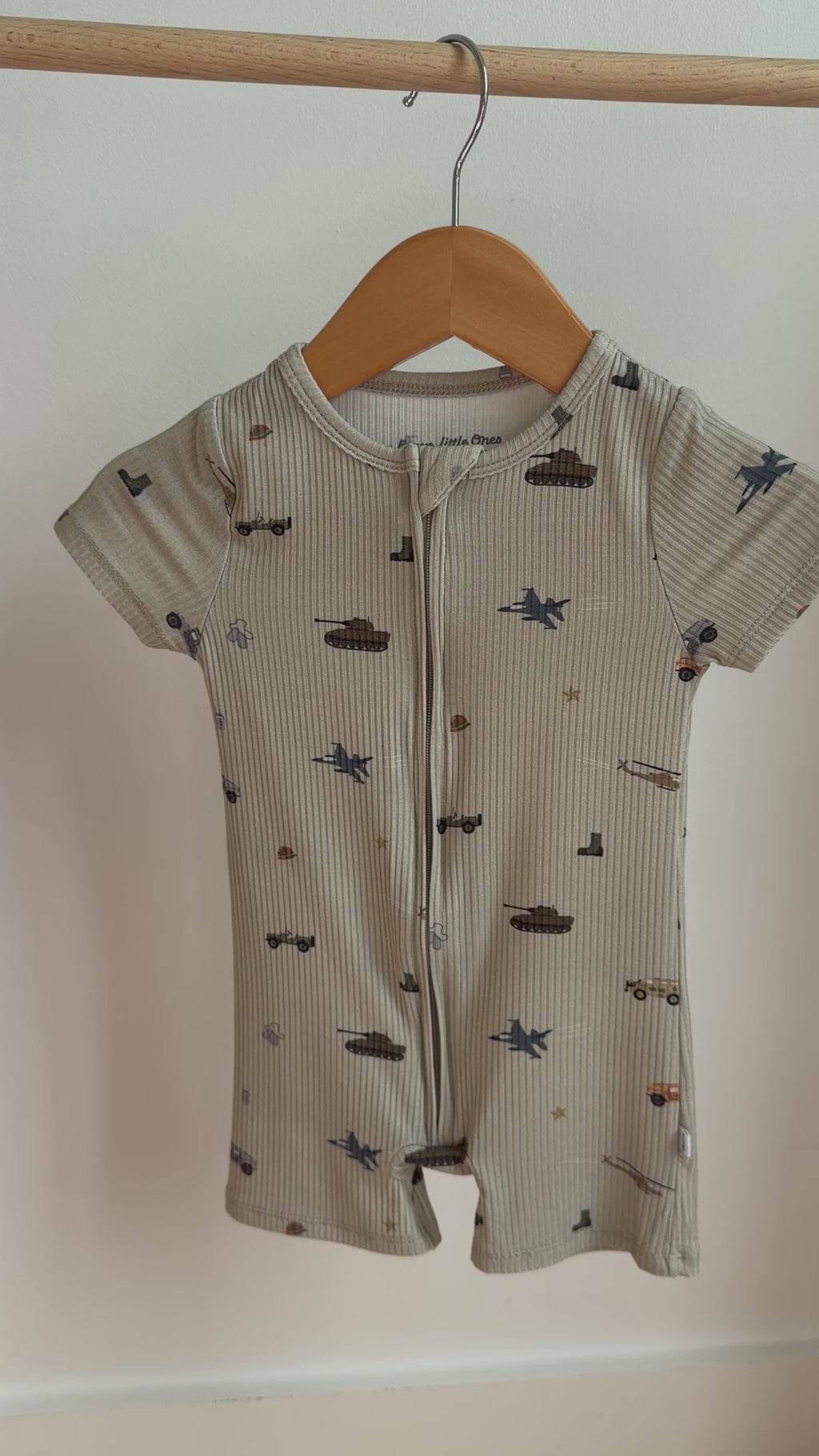 Military Small Ribbed Summer Zip Romper