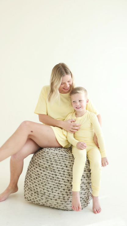 Lemon Yellow Small Ribbed Women's Short Sleeve Top