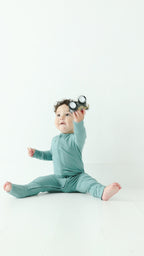 Glacier Blue Small Ribbed Zip Romper