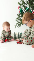 Red Christmas Trucks Small Ribbed Two-Piece Set