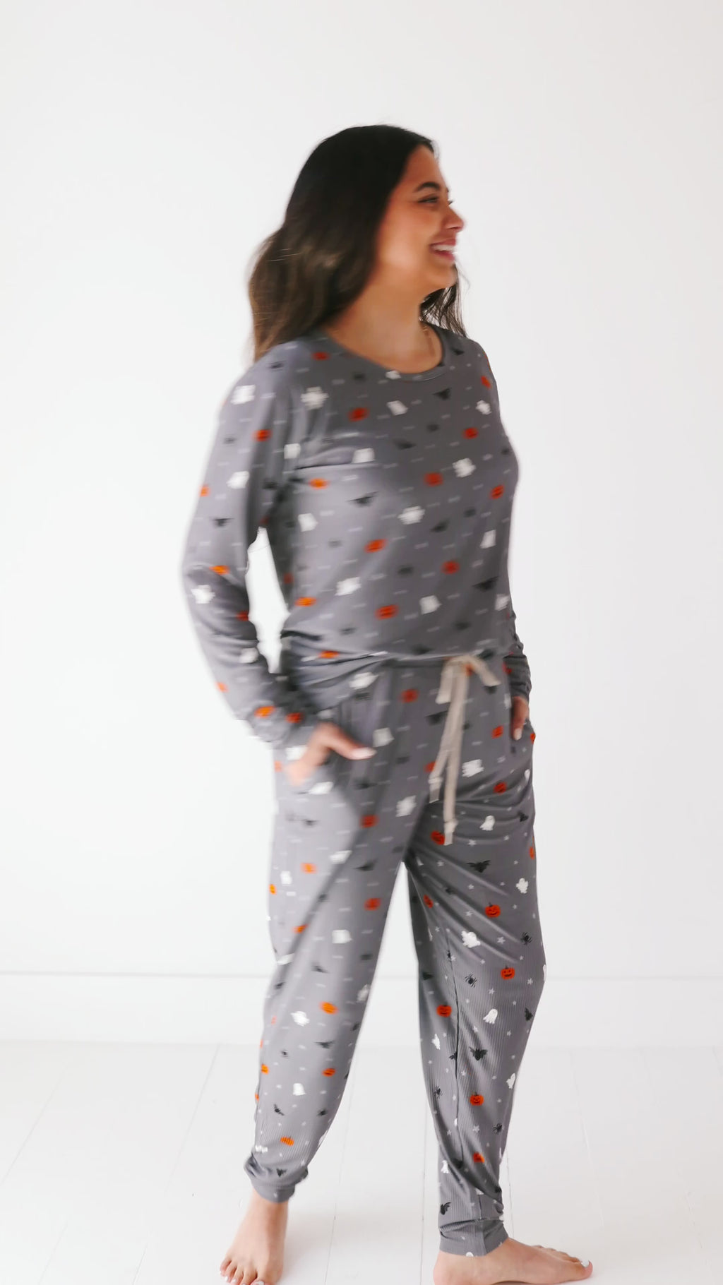 Halloween Boo Crew Small Ribbed Women's Long Sleeve Top