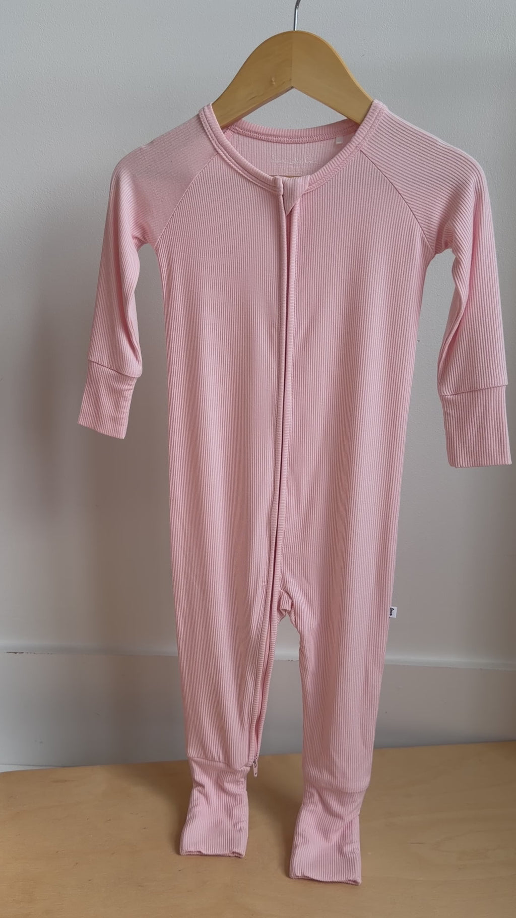 Ballet Pink Small Ribbed Zip Romper